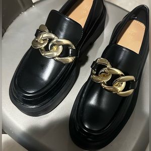 Black chunky loafers